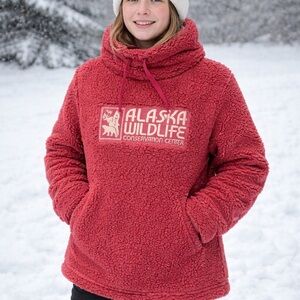 NWT Alaska Wildlife Center Cozy Red Turtleneck Sweater
